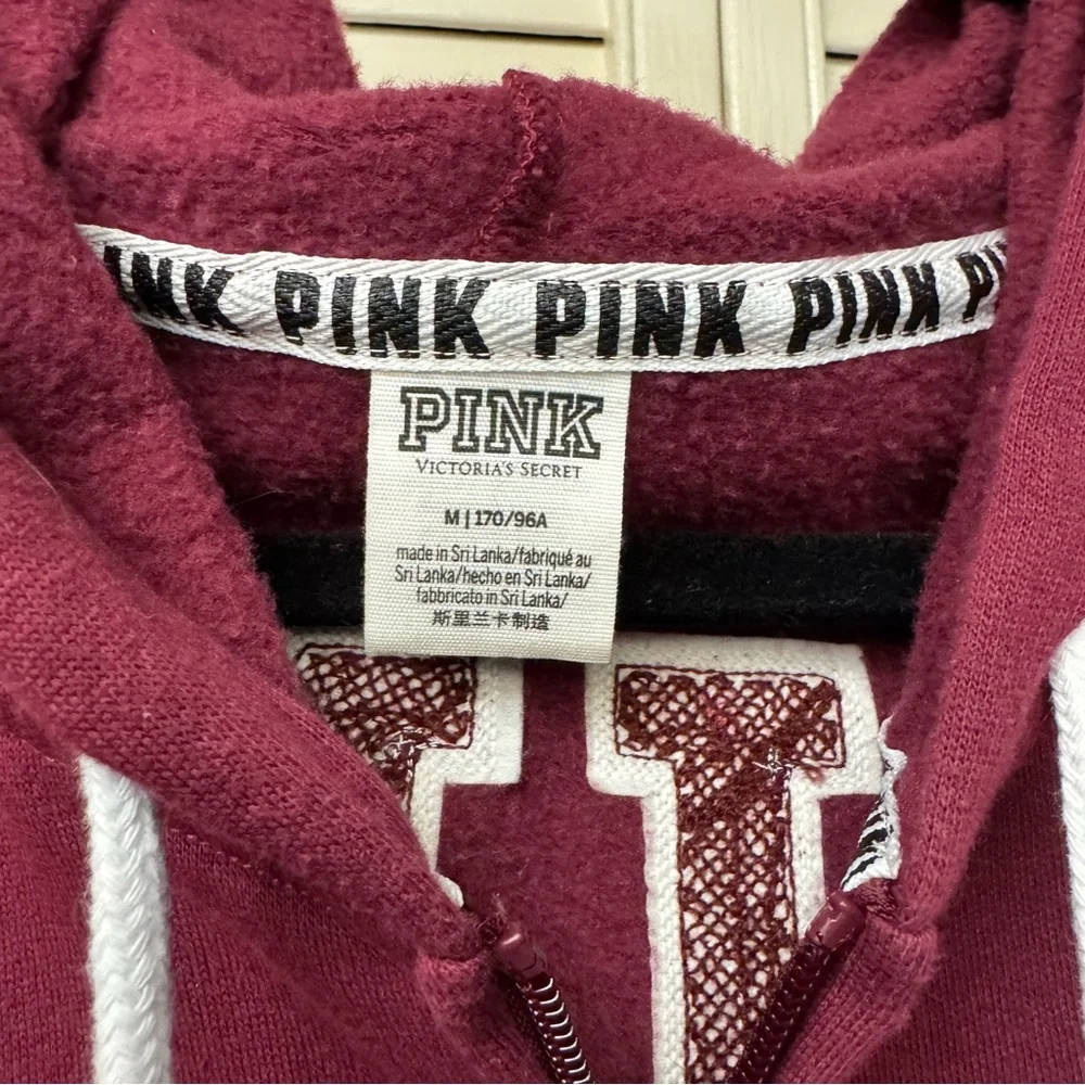 Victoria’s Secret PINK Zip Up Hoodie in Burgundy Medium - Picture 3 of 5